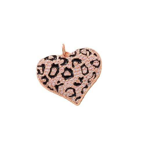 Cubic Zirconia Micro Pave Brass Pendant with White Shell Heart plated DIY & micro pave cubic zirconia & enamel Sold By PC