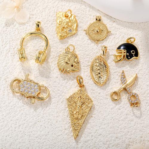 Cubic Zirconia Micro Pave bronze Pingente, cobre, banhado, DIY & Vario tipos a sua escolha & micro pavimento em zircônia cúbica & esmalte, Mais cores pare escolha, vendido por PC