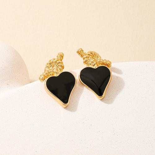 Zinc Alloy Stud Earring Heart plated for woman & enamel Sold By Pair