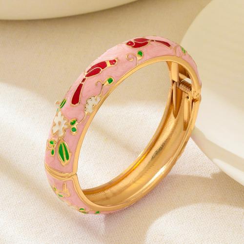 Zinklegering bangles, Zinc Alloy, plated, voor vrouw & glazuur, roze, Verkocht door PC