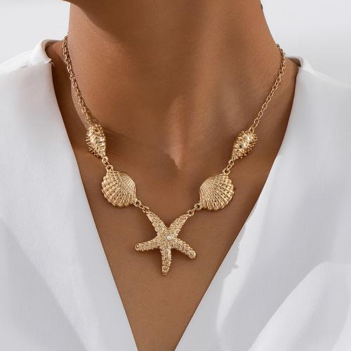 Zinc Alloy Jewelry Necklace with Plastic Pearl plated for woman gold Sold By PC