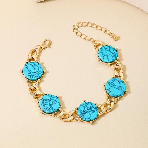 Zinc Alloy Bracelet with Turquoise plated for woman gold Sold By PC