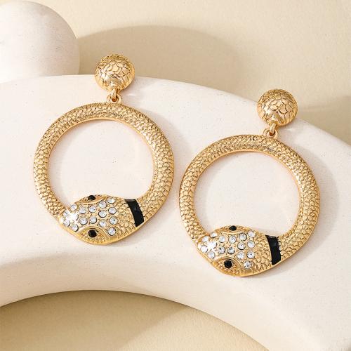 Zinc Alloy Stud Earring plated micro pave cubic zirconia & for woman & enamel gold Sold By Pair