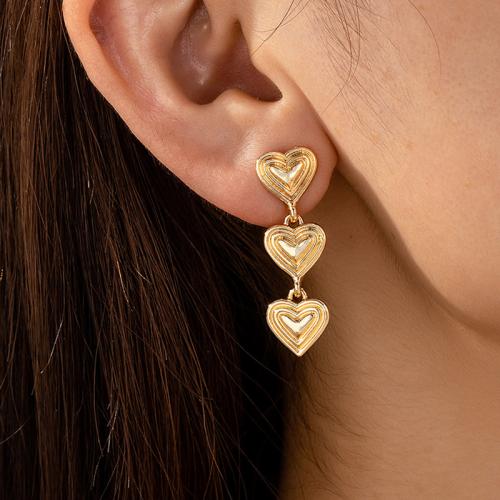 Lo zinco in lega Stud Earring, lega in zinco, Cuore, placcato, per la donna, nessuno, Venduto da coppia