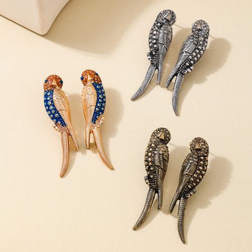 Øremærkning af zinklegeret stud, Zinc Alloy, Bird, forgyldt, for kvinde & emalje, flere farver til valg, Solgt af par