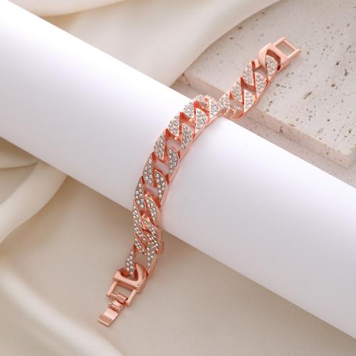 Zinklegering armbandkettingen, Zinc Alloy, plated, micro pave zirconia & voor vrouw, meer kleuren voor de keuze, Lengte Ca 16 cm, Verkocht door PC