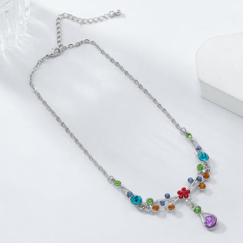 Zinc Alloy Jewelry Necklace with Acrylic fashion jewelry & for woman silver color Sold By PC