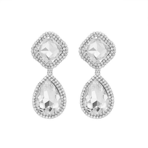 Zinc Alloy Stud Earring for woman & with rhinestone Sold By Pair