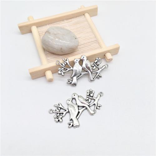 Animal Zinc Alloy Connector Bird antique silver color plated DIY & 1/1 loop Sold By Bag