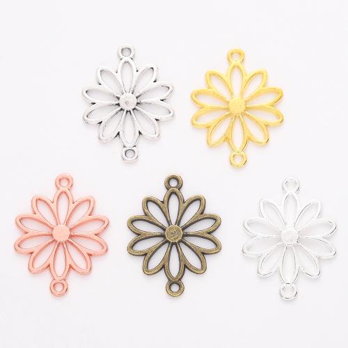 Fleur Zinc Alloy connecteur, alliage de zinc, Placage, DIY & boucle de 1/1, plus de couleurs à choisir, 25x19x1.50mm, 100PC/sac, Vendu par sac