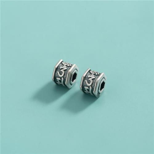 Gioielli Spacer Beads, 925 sterline d'argento, Esagono, Vintage & DIY, 9x7.90mm, Foro:Appross. 3.4mm, Venduto da PC