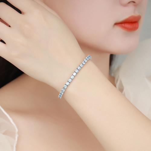 925 Sterling Silver Bracelet, le MoissaniteCity name (optional, but should be translated), méid éagsúla do rogha & stíleanna éagsúla do rogha & do bhean, Díolta De réir PC