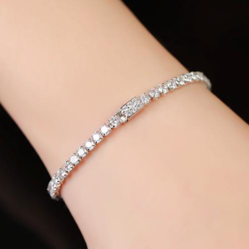 925 Sterling Sølv Armbånd, forskellige stilarter for valg & Micro Pave cubic zirconia & for kvinde, Solgt af PC