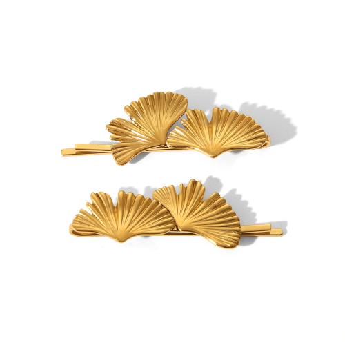 Hair Slide 304 Stainless Steel 2 pieces & for woman golden Sold By Set