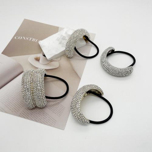 Ponytail Holder Zinc Alloy with Rubber Band & for woman & with rhinestone Sold By PC