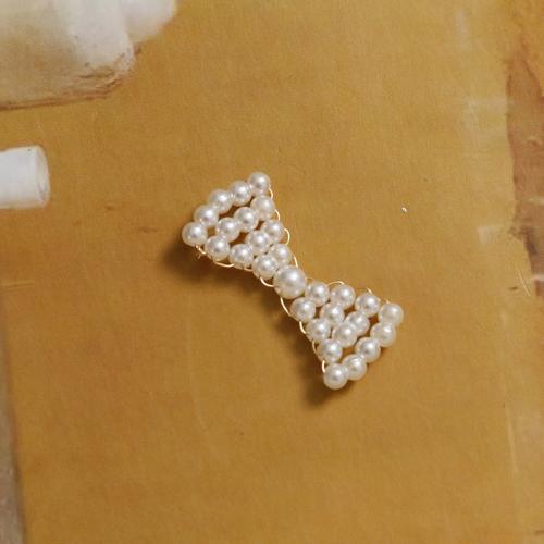 Haaraccessoires DIY bevindingen, Plastic Pearl, met koperdraad, Strik, handgemaakt, 28x12mm, Verkocht door PC