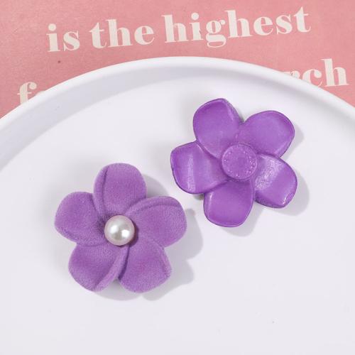 Hair Accessories DIY Findings Acrylic with Flocking Fabric Flower Sold By PC