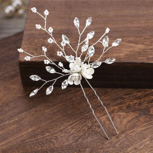 Hair Stick Iron with Seedbead & brass wire fashion jewelry & for woman silver color Sold By PC