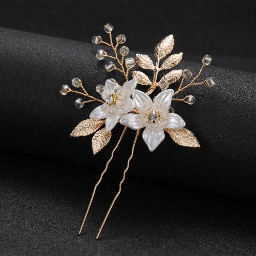 Hair Stick Iron with brass wire & Crystal fashion jewelry & for woman Sold By PC