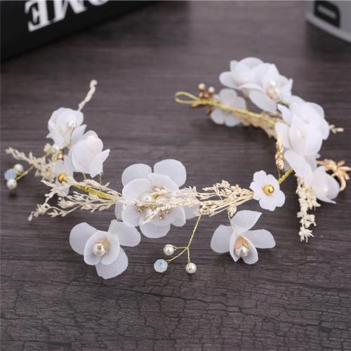 Headband Zinc Alloy with Gauze & Plastic Pearl fashion jewelry & for woman 380mm Sold By PC