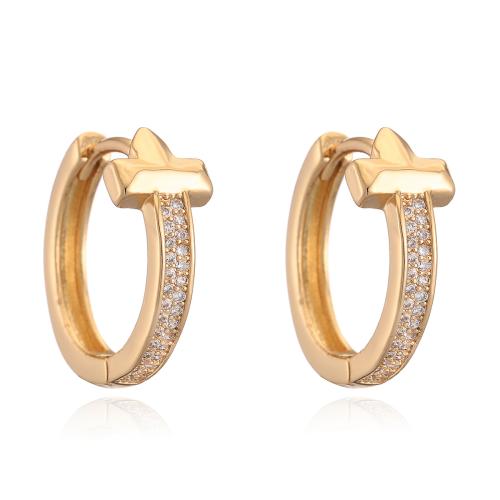 Cubic Zirconia Micro Pave Brass Earring plated fashion jewelry & micro pave cubic zirconia & for woman nickel lead & cadmium free Sold By Pair