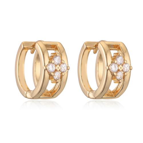 Cubic Zirconia Micro Pave Brass Earring gold color plated fashion jewelry & micro pave cubic zirconia & for woman nickel lead & cadmium free Sold By Pair