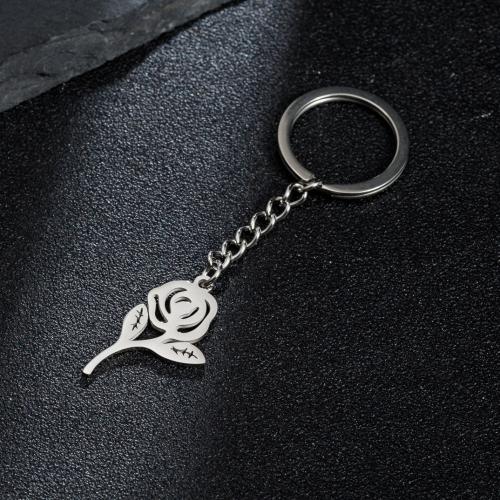 Ruostumaton teräs Key Lukko, 304 Stainless Steel, Rose, hopea päällystetty, muoti korut, Myymät PC