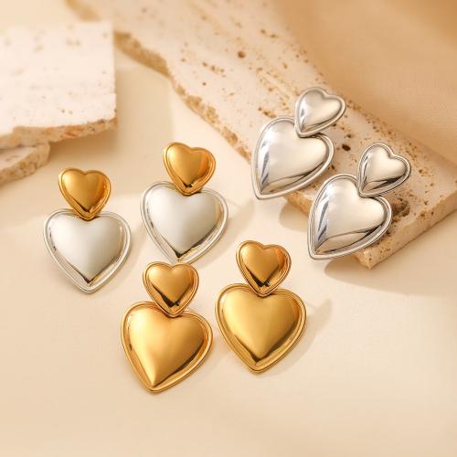 Stainless Steel Drop Earring 304 Stainless Steel Heart plated for woman Sold By Pair