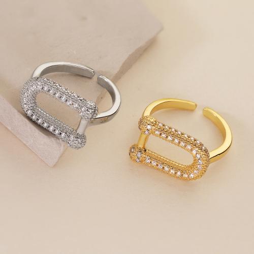 Cubique anneau en laiton Circonia Micro Pave, Placage, pavé de micro zircon & pour femme, plus de couleurs à choisir, protéger l'environnement, sans nickel, plomb et cadmium, Vendu par PC