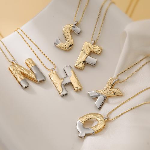 Brass Necklace Alphabet Letter plated & for woman nickel lead & cadmium free Sold By PC