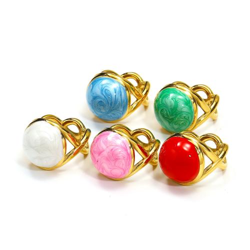 Titanium Steel Finger Ring gold color plated fashion jewelry & enamel Sold By PC