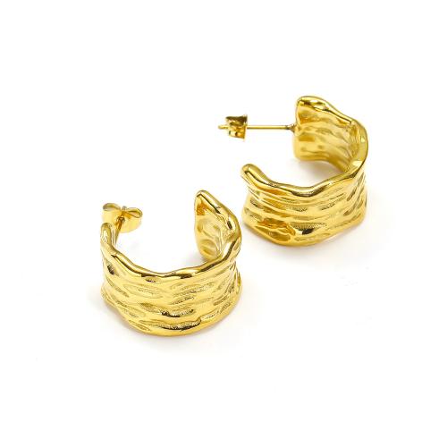 Titanium Steel  Earring gold color plated fashion jewelry golden Sold By Pair