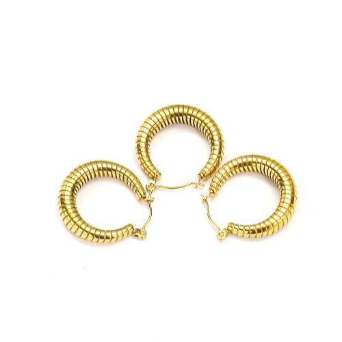 Titanium Staal Earring, gold plated, mode sieraden, gouden, Verkocht door pair