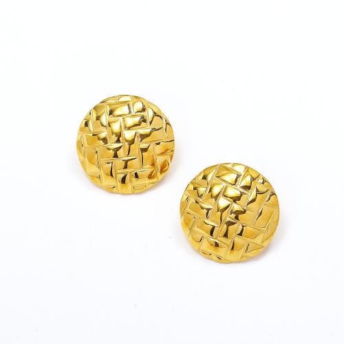 Titanio Acciaio Orecchini, Titantium acciaio, placcato color oro, gioielli di moda, oro, 24x24mm, Venduto da coppia