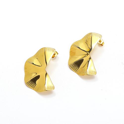 Titanium Staal Earring, gold plated, mode sieraden, goud, Verkocht door pair