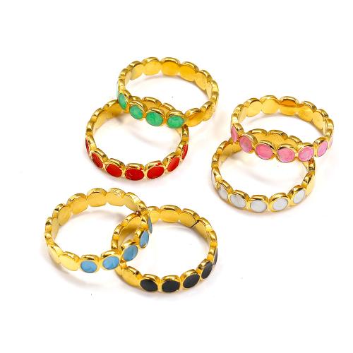 Titanium Steel Finger Ring gold color plated fashion jewelry & enamel Sold By PC