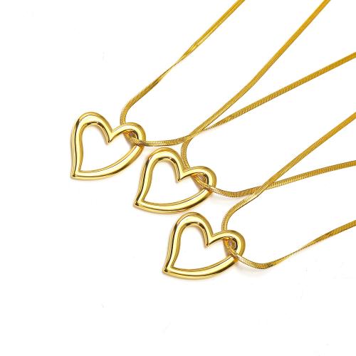 Titanium Steel Necklace with 5cm extender chain Heart gold color plated fashion jewelry golden Length 50 cm Sold By PC