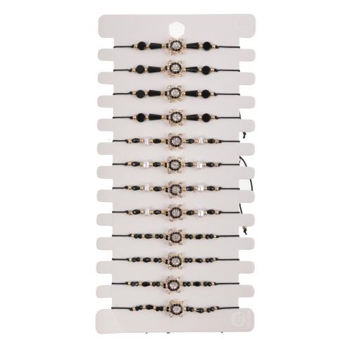 Zinklegering armbandkettingen, Zinc Alloy, met Knoopkoord & Kristal, handgemaakt, 12 stuks & voor vrouw & met strass, meer kleuren voor de keuze, Lengte 16-26 cm, Verkocht door Stel