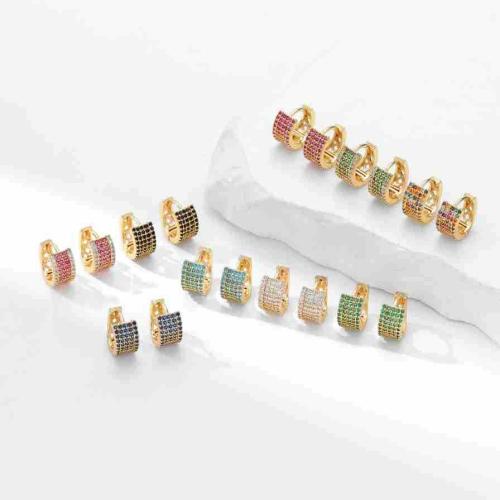 Cubic Zirconia Micro Pave Brass Earring plated fashion jewelry & micro pave cubic zirconia & for woman golden Sold By Pair