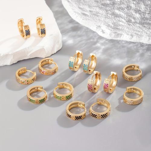 Cubic Zirconia Micro Pave Brass Earring plated fashion jewelry & micro pave cubic zirconia & for woman golden Sold By Pair