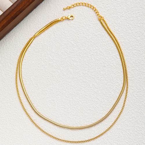 Collar de Acero Titanio, Partículas de acero, chapado, para mujer, dorado, Vendido por UD