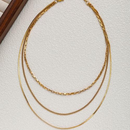 Collar de Acero Titanio, Partículas de acero, chapado, para mujer, dorado, Vendido por UD