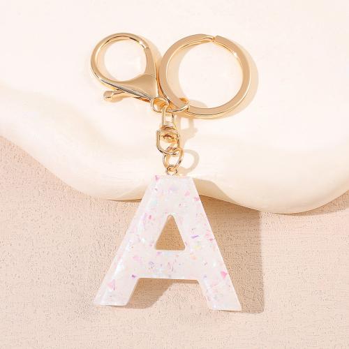 Fer Key fermoir, avec résine, goutté d'époxy, Portable & lettres sont de A à Z & multifonctionnel & styles différents pour le choix, doré, Product package size 6X5X1.2CM, Vendu par PC