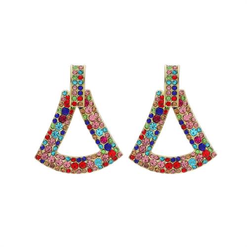 Zinc Alloy Stud Earring for woman & with rhinestone Sold By Pair