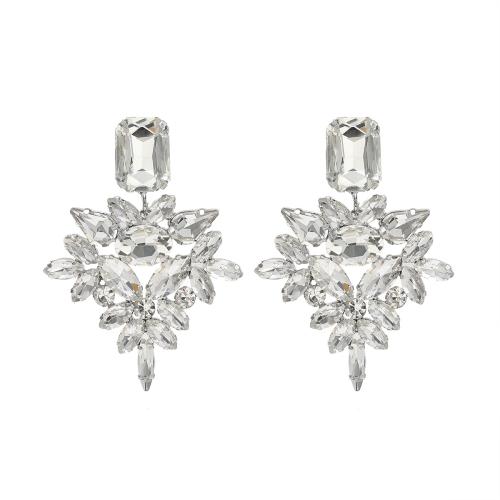 Zinc Alloy Stud Earring for woman & with rhinestone Sold By Pair