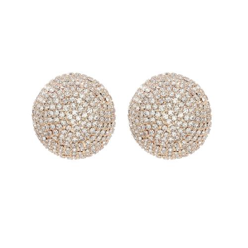 Zinc Alloy Stud Earring for woman & with rhinestone Sold By Pair