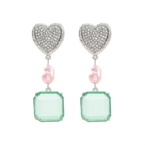 Pendientes de Perno de Aleación de Zinc, con resina, para mujer & con diamantes de imitación, más colores para la opción, Vendido por Par