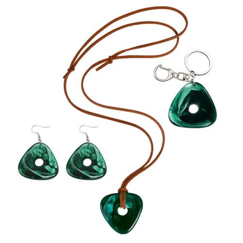 Zinc Alloy Jewelry Sets with Resin plated Unisex green Sold By PC