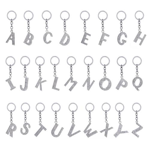 Fermoir porte clé en alliage de zinc, Portable & multifonctionnel & styles différents pour le choix & avec strass, argent, Chain length 3cm, key ring 3cm, Vendu par PC