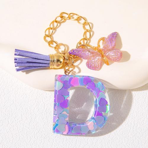 Zinc Alloy Key Clasp with Resin epoxy gel portable & multifunctional purple Product package size Sold By PC